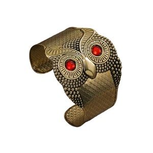 Gold and Red Owl Cuff Bracelet
